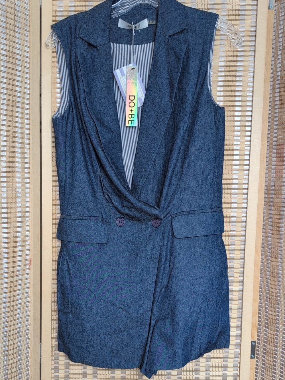 DO+BE Sleeveless Tailored Romper in Navy Blue With Pockets